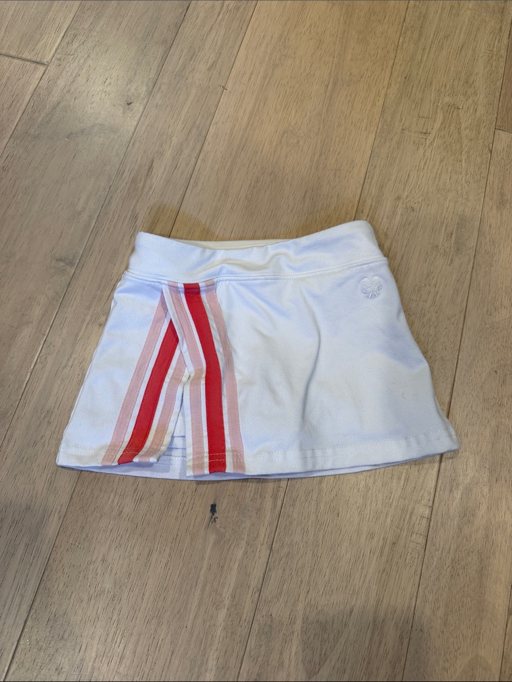 Classic Prep White kids Athletic Skort with Red Stripe Detail